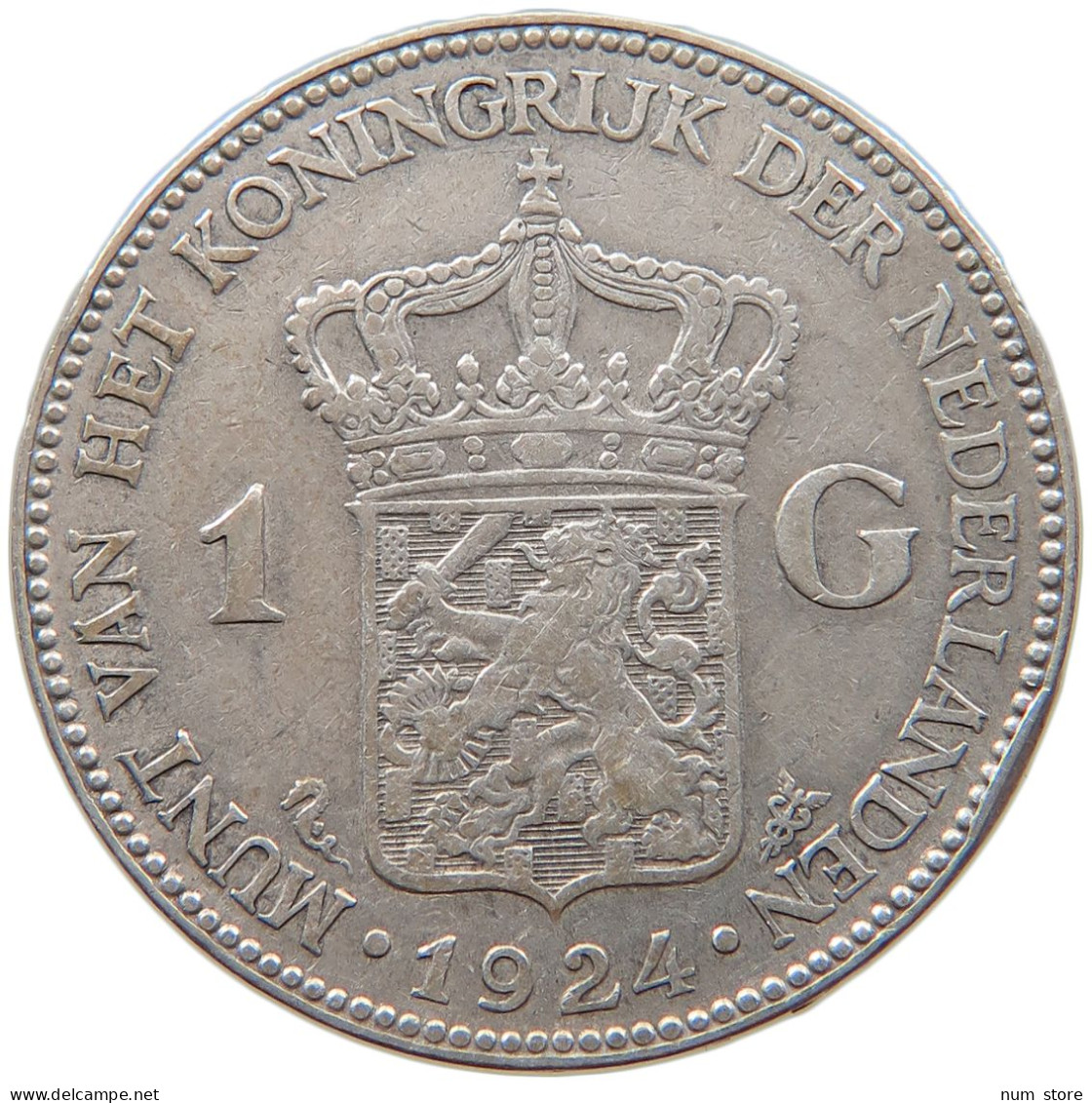 NETHERLANDS GULDEN 1924 Wilhelmina 1890-1948 #c068 0389 - 1 Gulden