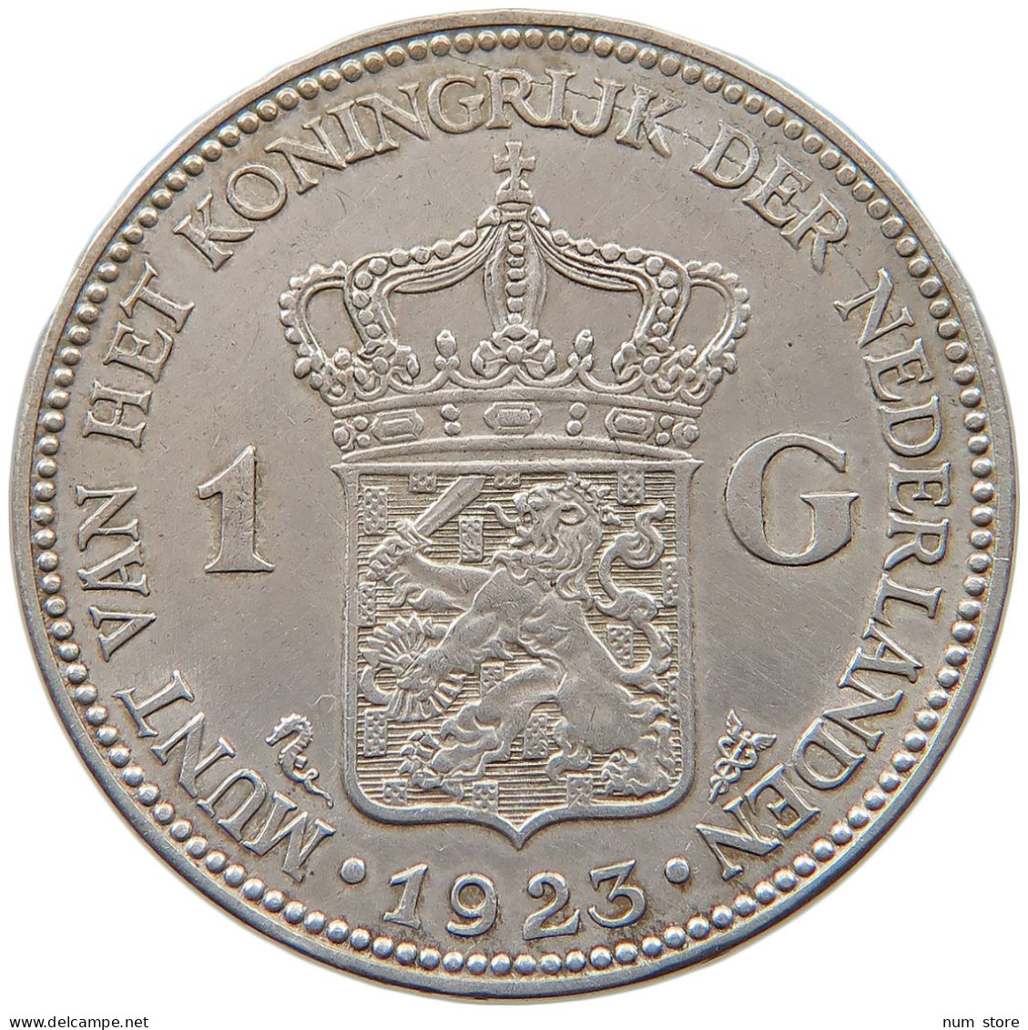 NETHERLANDS GULDEN 1923 Wilhelmina 1890-1948 #t094 0345 - 1 Gulden