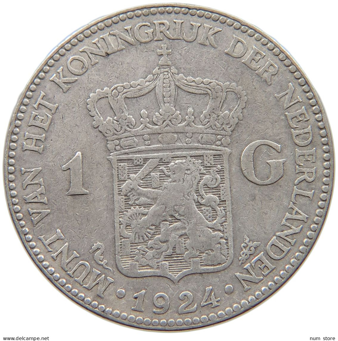 NETHERLANDS GULDEN 1924 Wilhelmina 1890-1948 #c058 0151 - 1 Florín Holandés (Gulden)