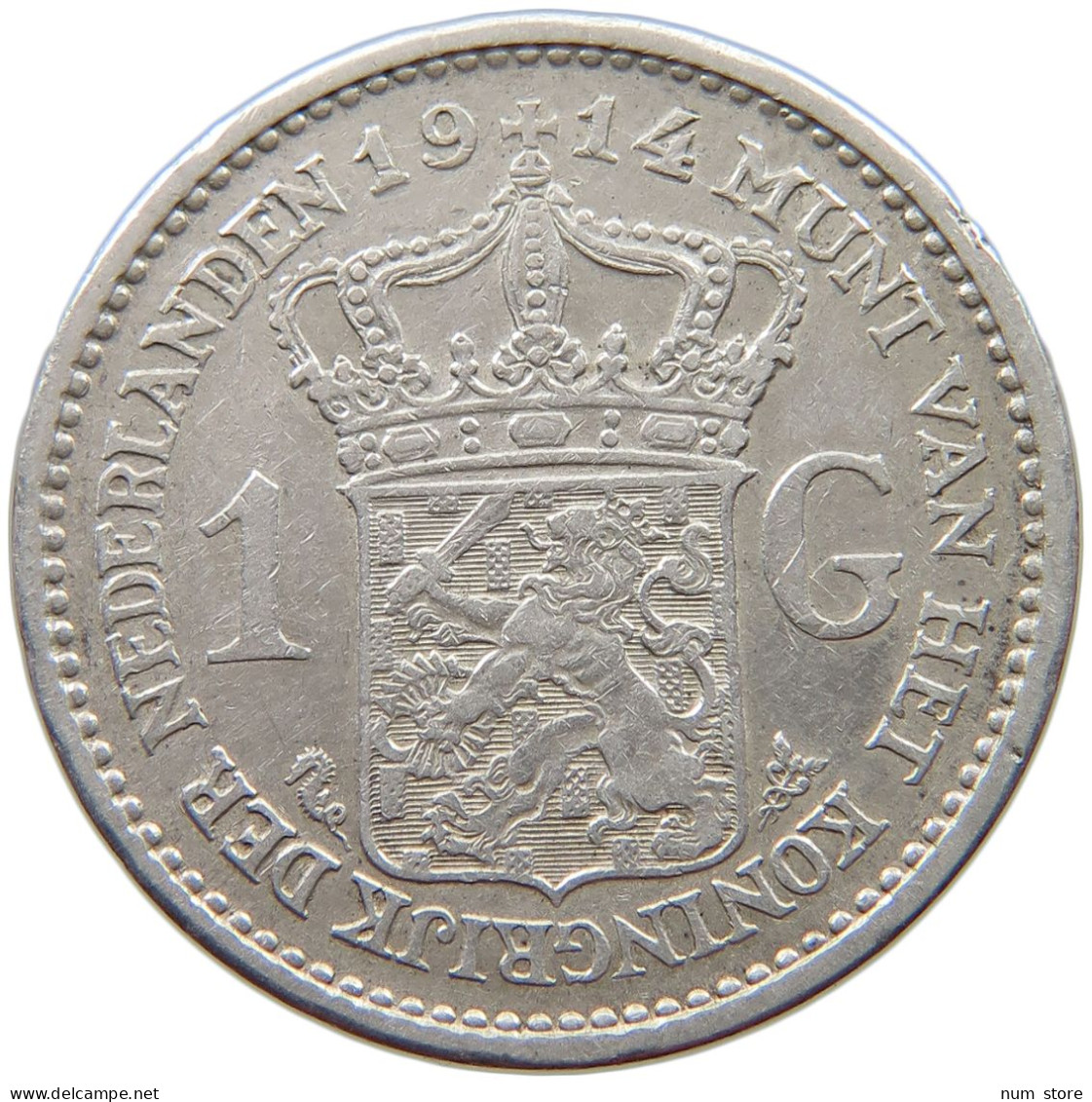 NETHERLANDS GULDEN 1914 Wilhelmina 1890-1948 #t148 0051 - 1 Florín Holandés (Gulden)
