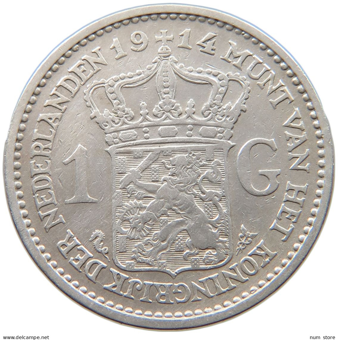 NETHERLANDS GULDEN 1914 Wilhelmina 1890-1948 #t127 0327 - 1 Gulden