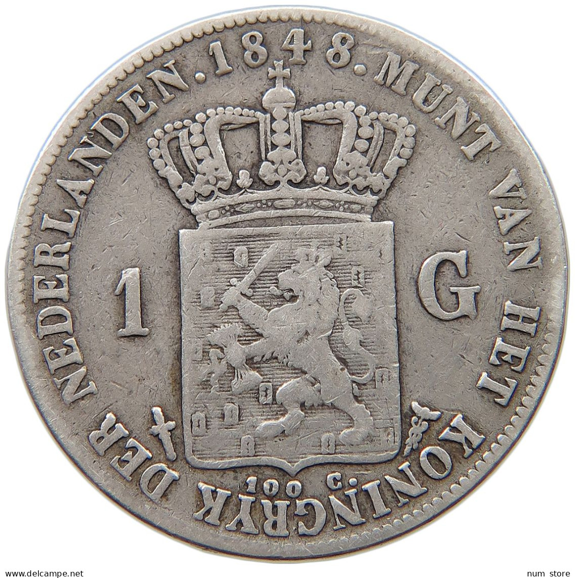 NETHERLANDS GULDEN 1848 WILLEM II. 1840-1849 #t094 0387 - 1840-1849 : Willem II