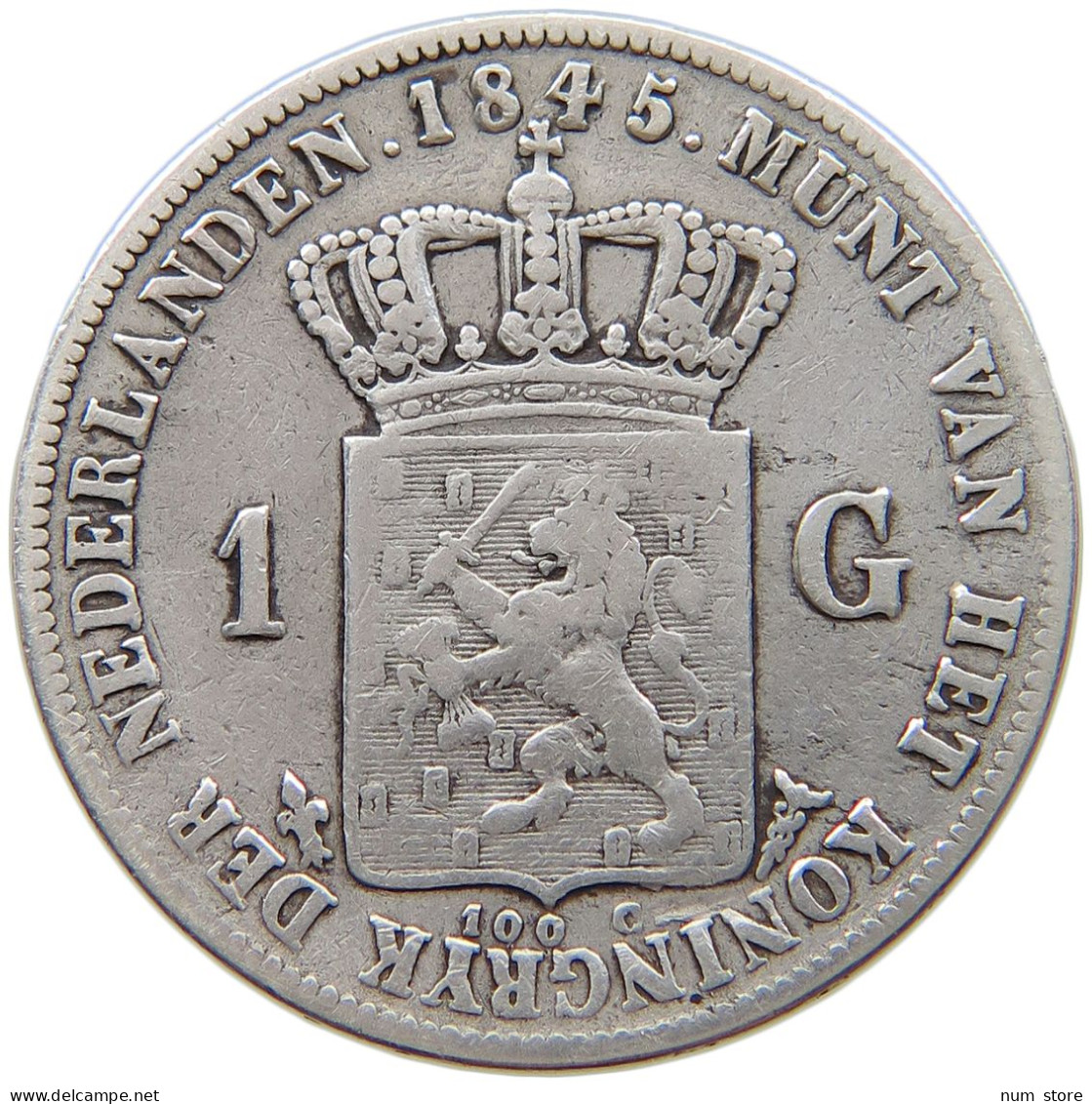 NETHERLANDS GULDEN 1845 WILLEM II. 1840-1849 #t083 0171 - 1840-1849: Willem II.