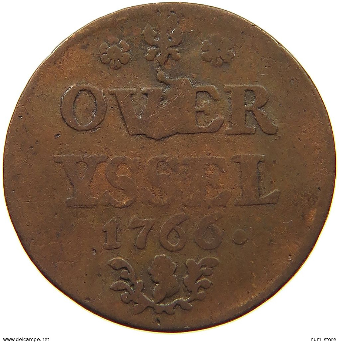 NETHERLANDS DUIT 1766 OVERIJSSEL #s044 0311 - Monnaies Provinciales