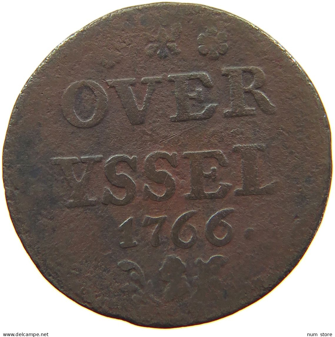 NETHERLANDS DUIT 1766 OVERIJSSEL #a093 0135 - Provincial Coinage
