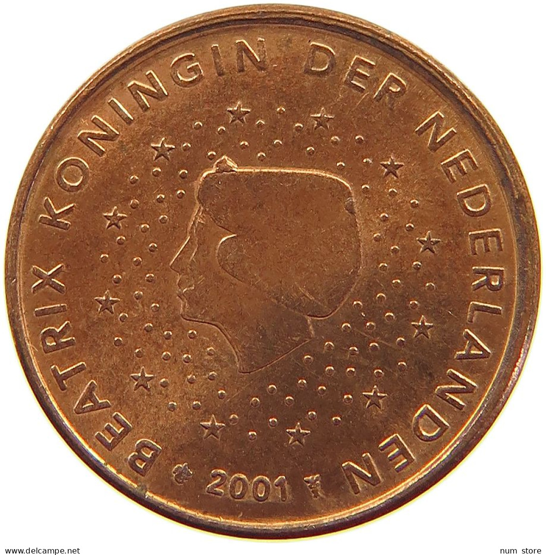 NETHERLANDS CENT 2001 MINTING ERROR HEAD #a086 0097 - 1980-2001 : Beatrix