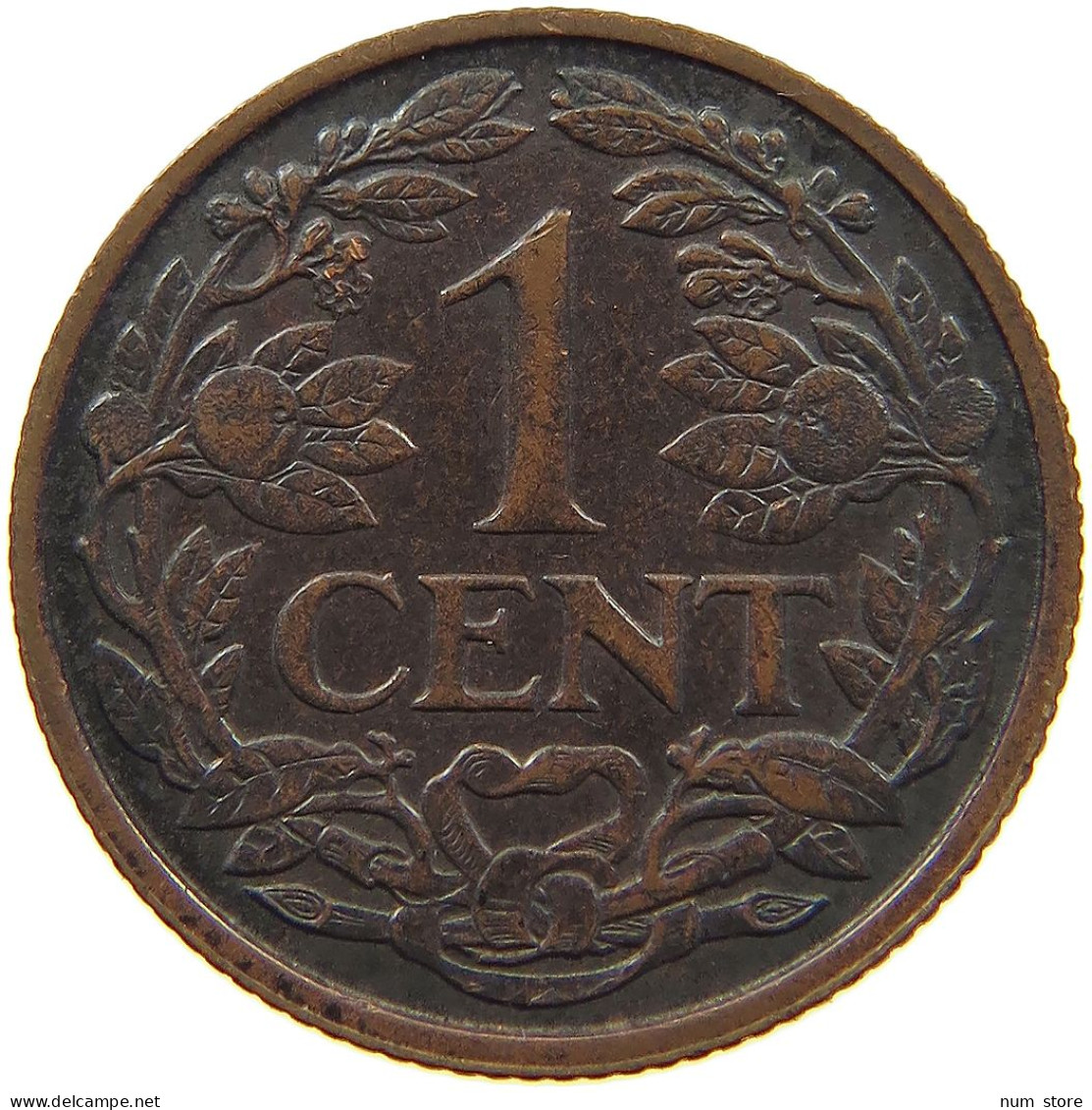 NETHERLANDS CENT 1928 Wilhelmina 1890-1948 DOUBLE STRUCK DATE #a013 0445 - 1 Cent