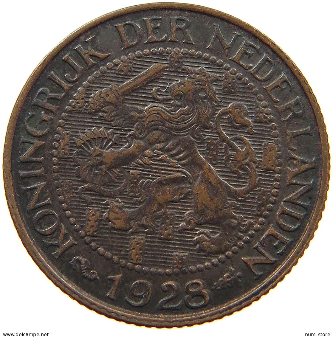 NETHERLANDS CENT 1928 Wilhelmina 1890-1948 DOUBLE STRUCK DATE #a013 0445 - 1 Centavos