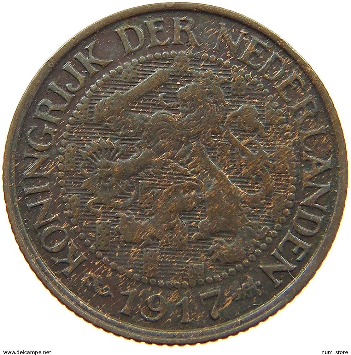 NETHERLANDS CENT 1917 Wilhelmina 1890-1948 #a013 0453 - 1 Cent