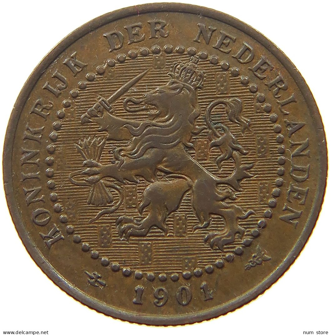 NETHERLANDS CENT 1901 Wilhelmina 1890-1948 #s052 0061 - 1 Cent