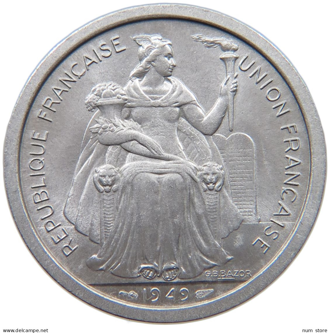 NEW CALEDONIA 2 FRANCS 1949  #c035 0377 - Nuova Caledonia