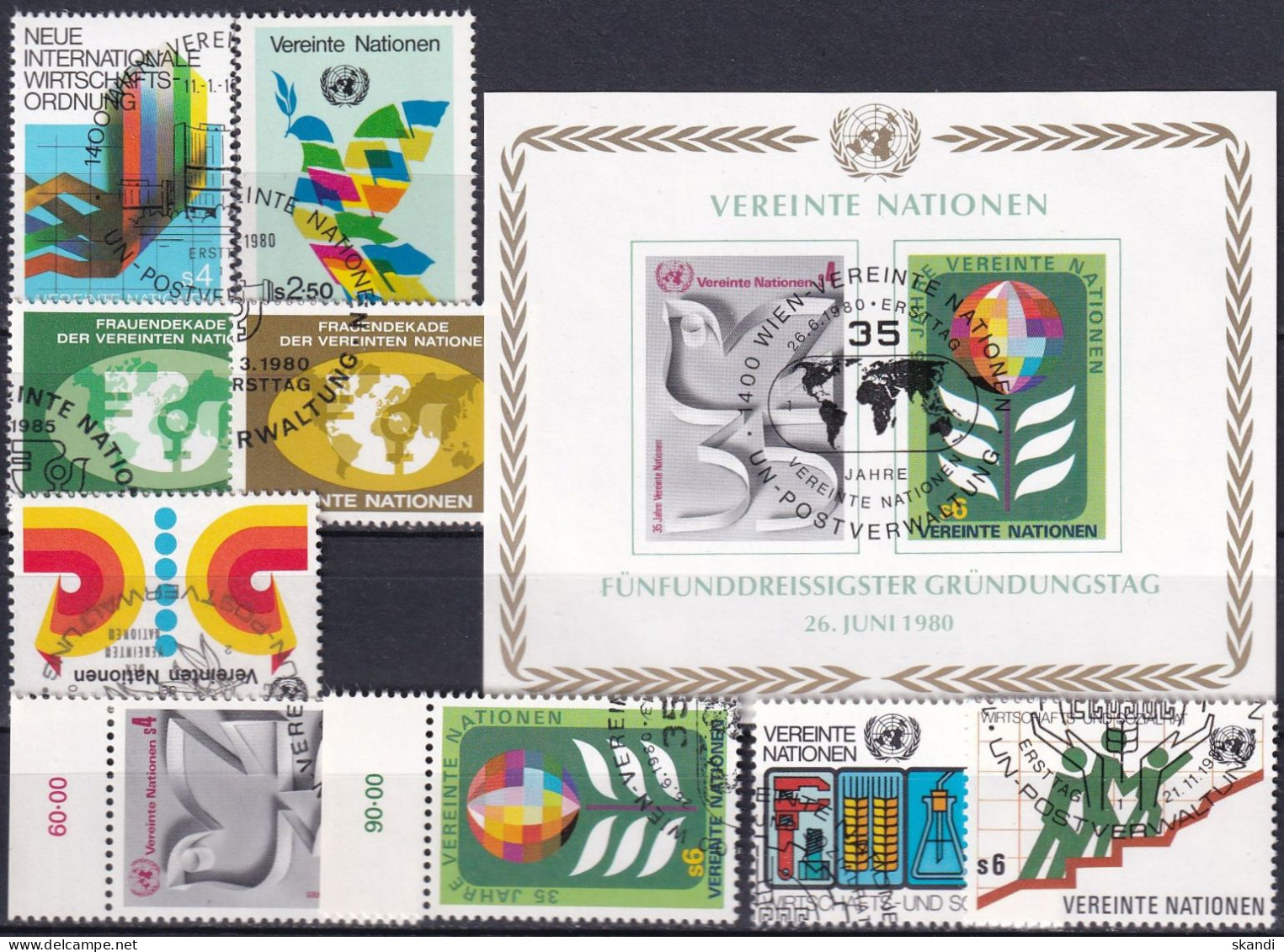 UNO WIEN 1980 Mi-Nr. 7-15 Kompletter Jahrgang/complete Year Set O Used - Aus Abo - Used Stamps