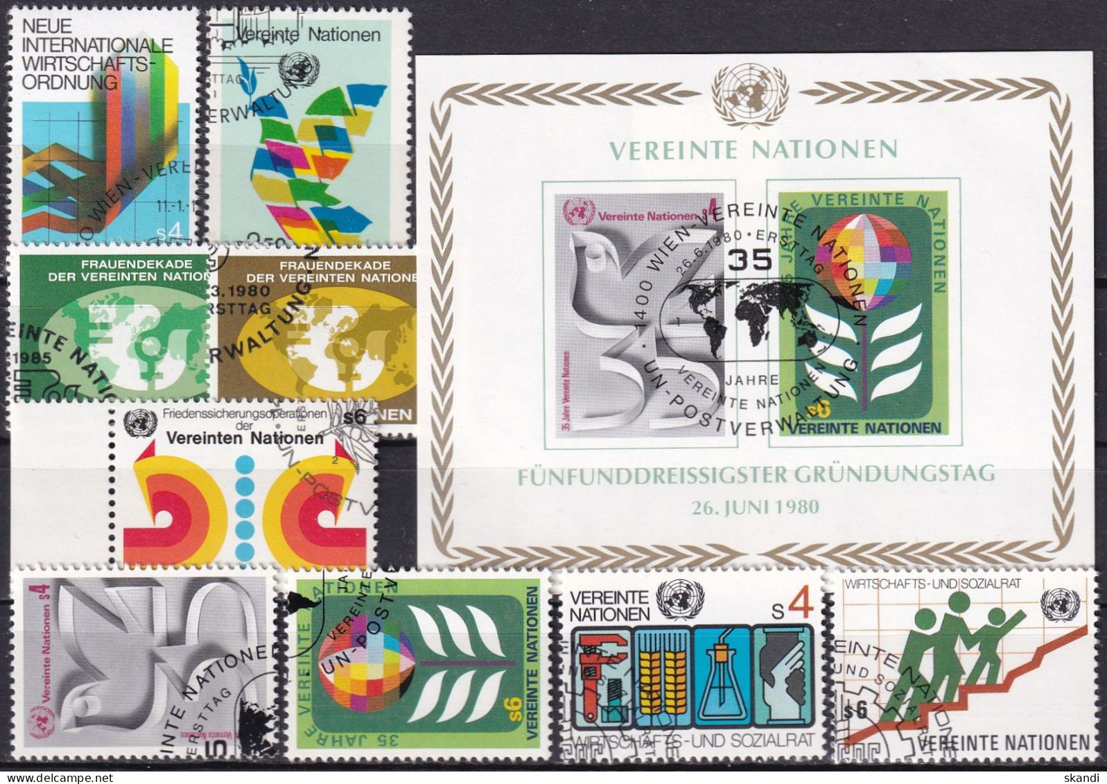 UNO WIEN 1980 Mi-Nr. 7-15 Kompletter Jahrgang/complete Year Set O Used - Aus Abo - Usati