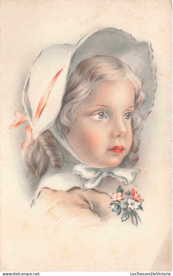 ENFANT - Portrait Au Crayon - Petite Blonde Avec Un Chapeau - Carte Postale Ancienne - Abbildungen