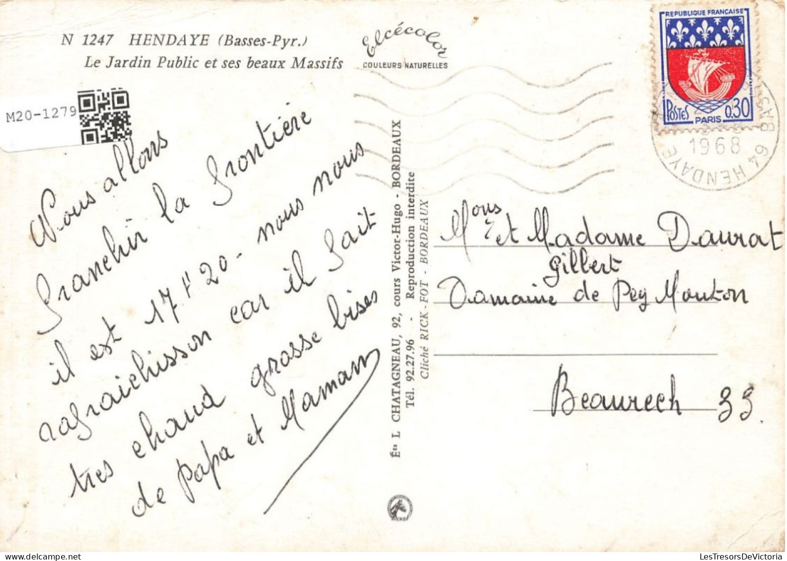 FRANCE - Hendaye - Le Jardin Public Et Ses Beaux Massifs - Colorisé - Carte Postale - Hendaye