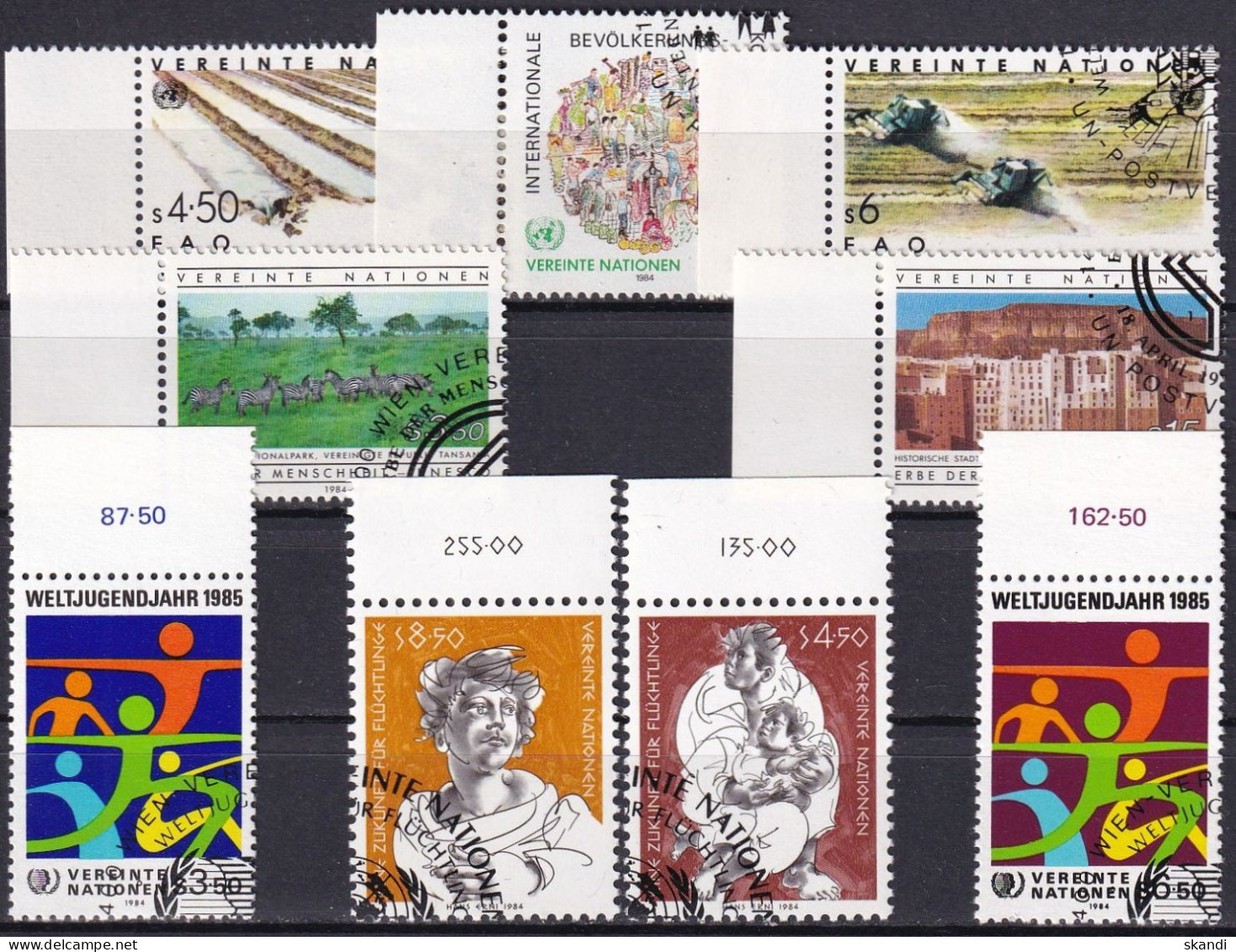 UNO WIEN 1984 Mi-Nr. 38-46 Kompletter Jahrgang/complete Year Set O Used - Aus Abo - Usados