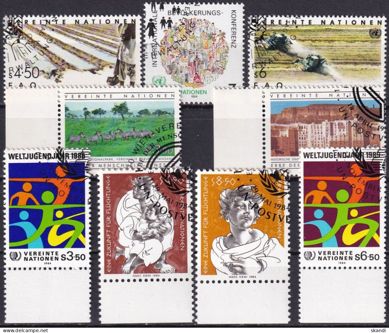 UNO WIEN 1984 Mi-Nr. 38-46 Kompletter Jahrgang/complete Year Set O Used - Aus Abo - Gebraucht