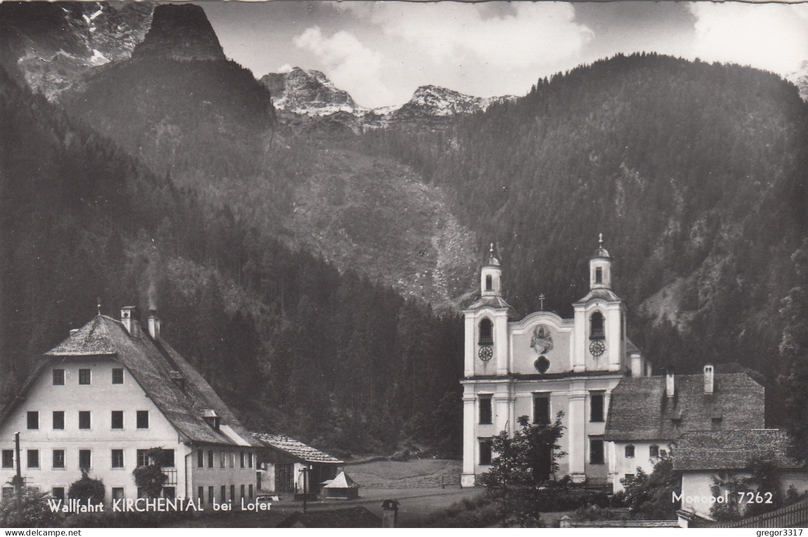 D8254) KIRCHENTAL Bei LOFER - Haus DETAILS U .Kirche ALTE S/w FOTO AK - Lofer