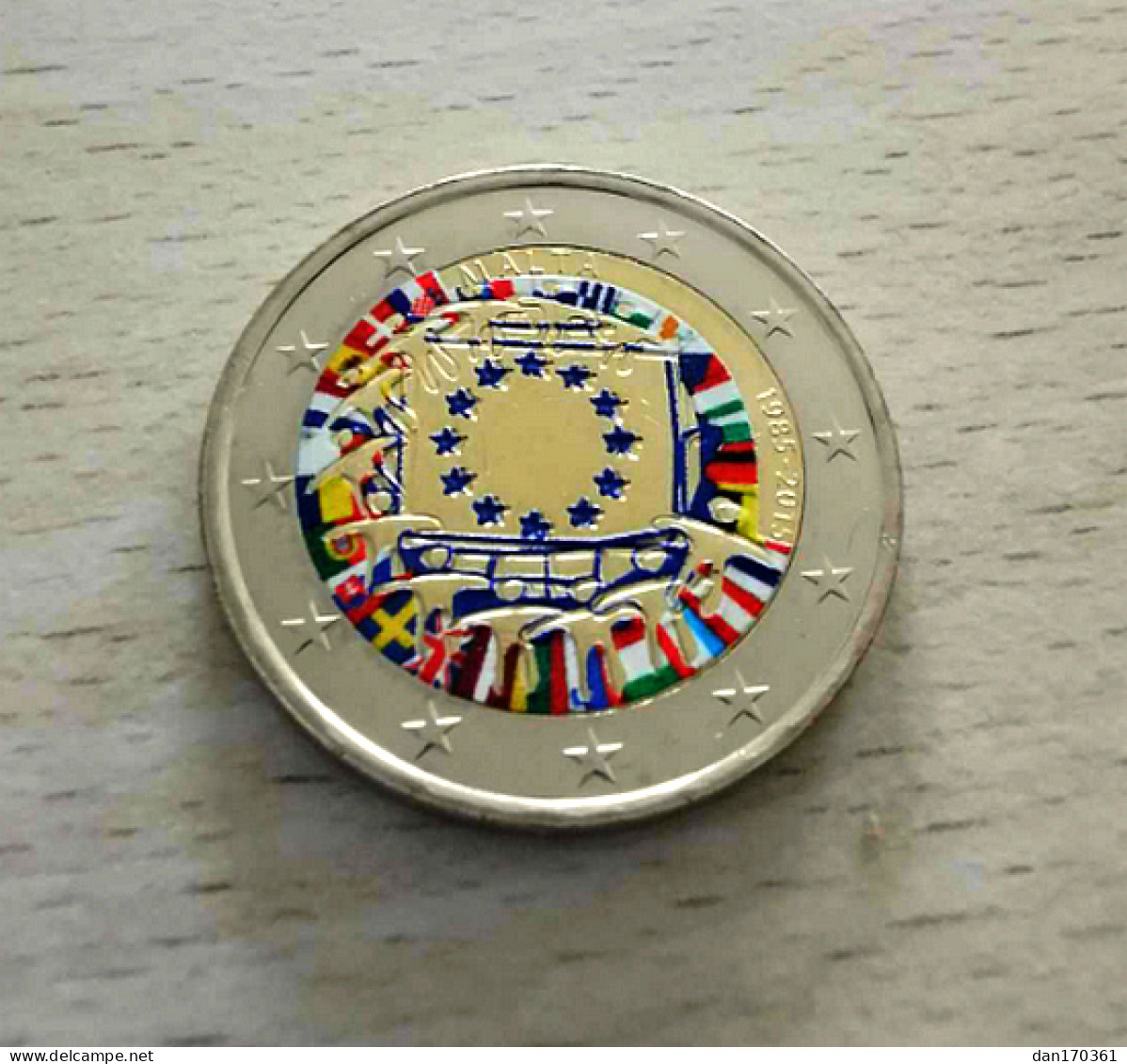 MALTE 2015 - DRAPEAU EUROPEEN -  2 EURO COMMEMORATIVE - COULEUR - FARBE - COLORED - COLOR - COLORISEE - COLORIERT - Malte