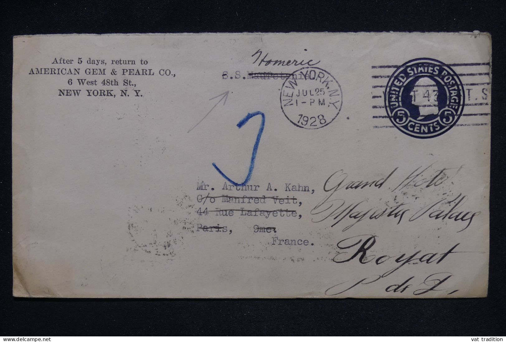 ETATS UNIS - Entier Postal Commercial De New York Pour La France En 1928 - L 148520 - 1921-40