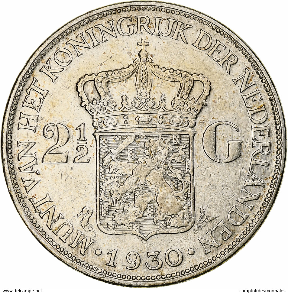 Pays-Bas, Wilhelmina I, 2-1/2 Gulden, 1930, Argent, TTB+, KM:165 - 2 1/2 Gulden