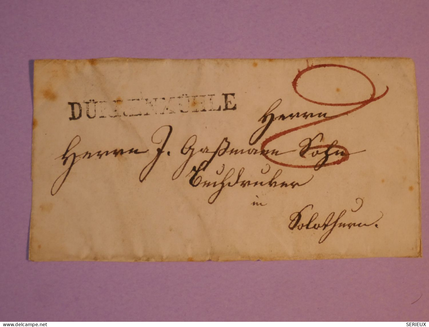 DF8 SUISSE   LETTRE DEVANT RARE  ENV. 1830  PETIT BUREAU  DURRENMUHLE  ++  AFF. INTERESSANT+ + - ...-1845 Precursores
