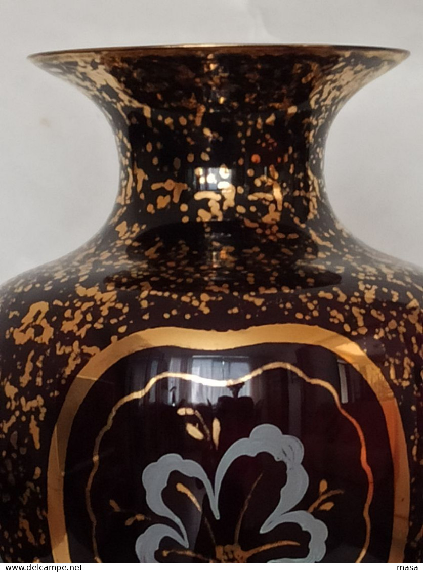 Vaso Vetro Murano Con Decorazioni In Oro Zecchino - Vases