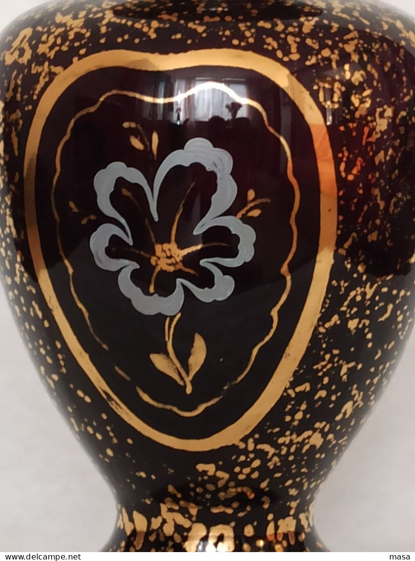 Vaso Vetro Murano Con Decorazioni In Oro Zecchino - Vases