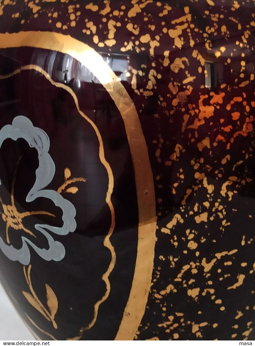 Vaso Vetro Murano Con Decorazioni In Oro Zecchino - Vasi