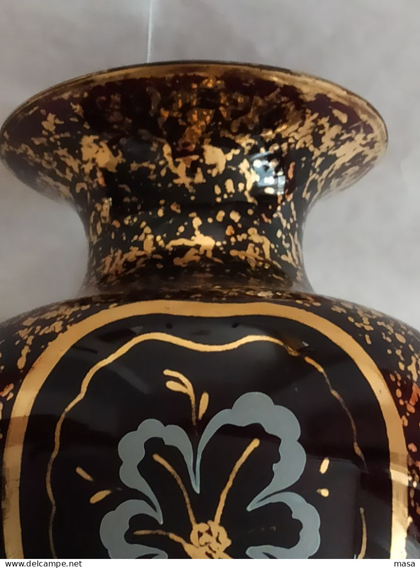 Vaso vetro Murano con decorazioni in oro zecchino