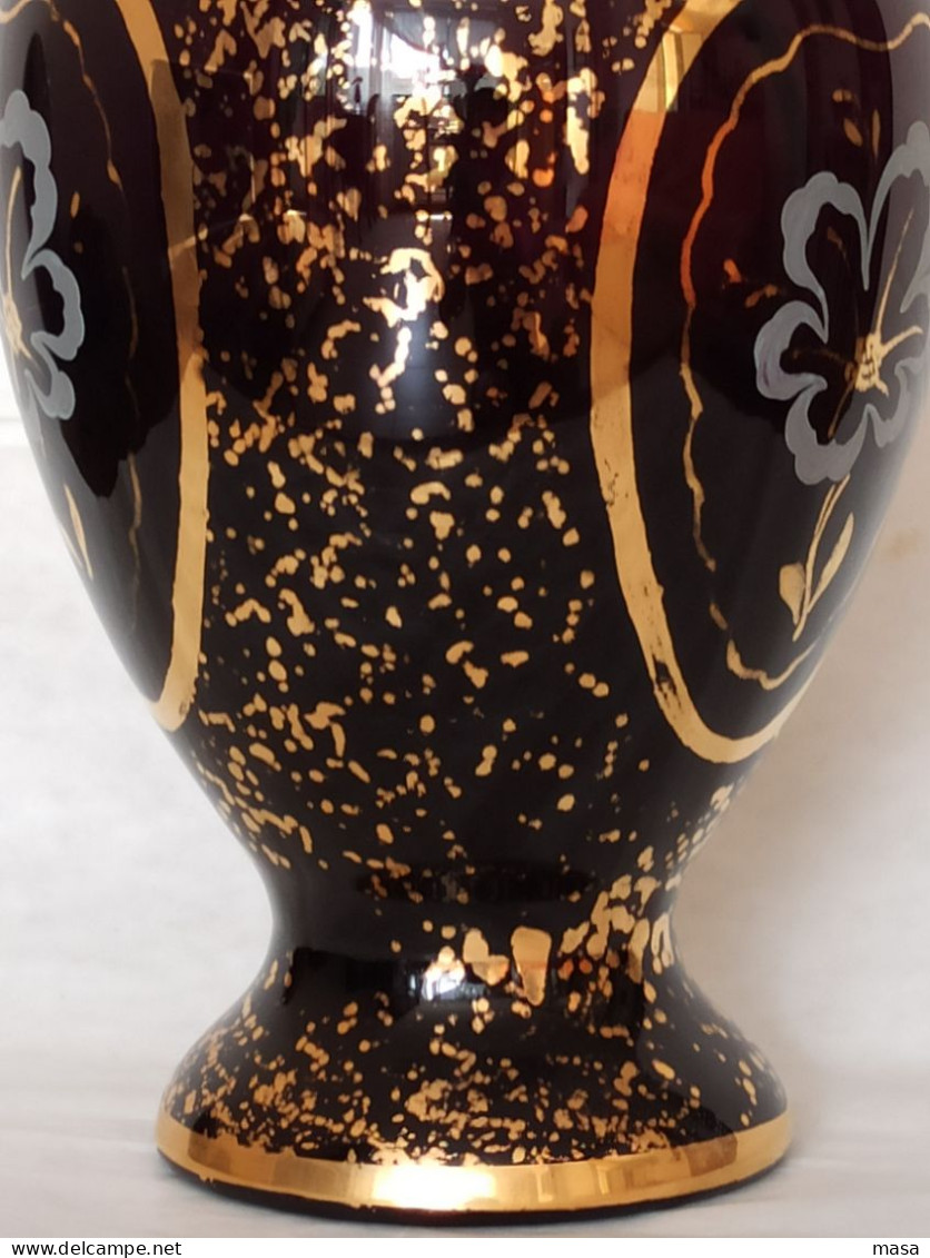 Vaso vetro Murano con decorazioni in oro zecchino