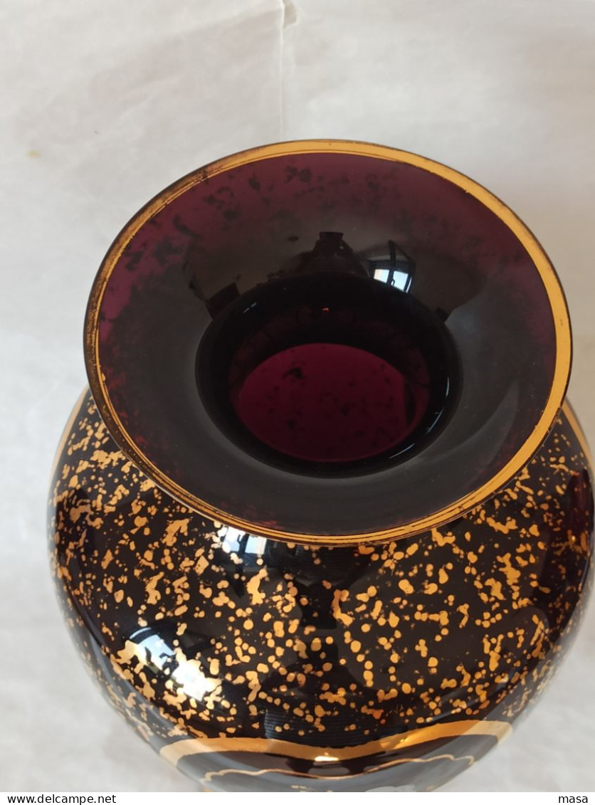 Vaso vetro Murano con decorazioni in oro zecchino