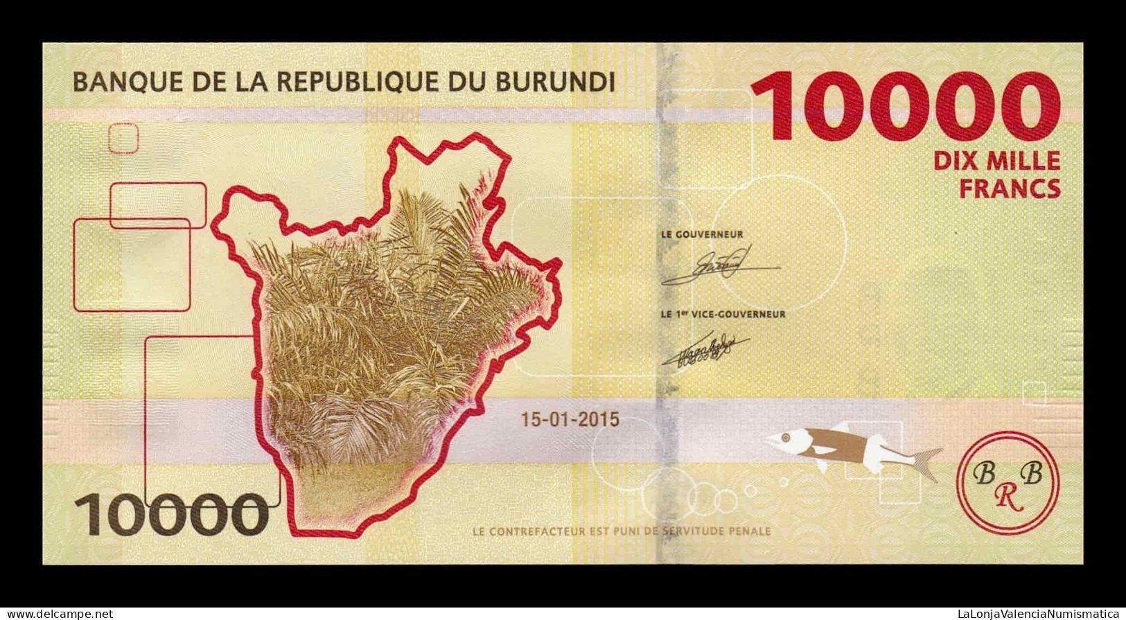 Burundi 10000 Francs Hippo 2015 Pick 54a Sc Unc - Burundi