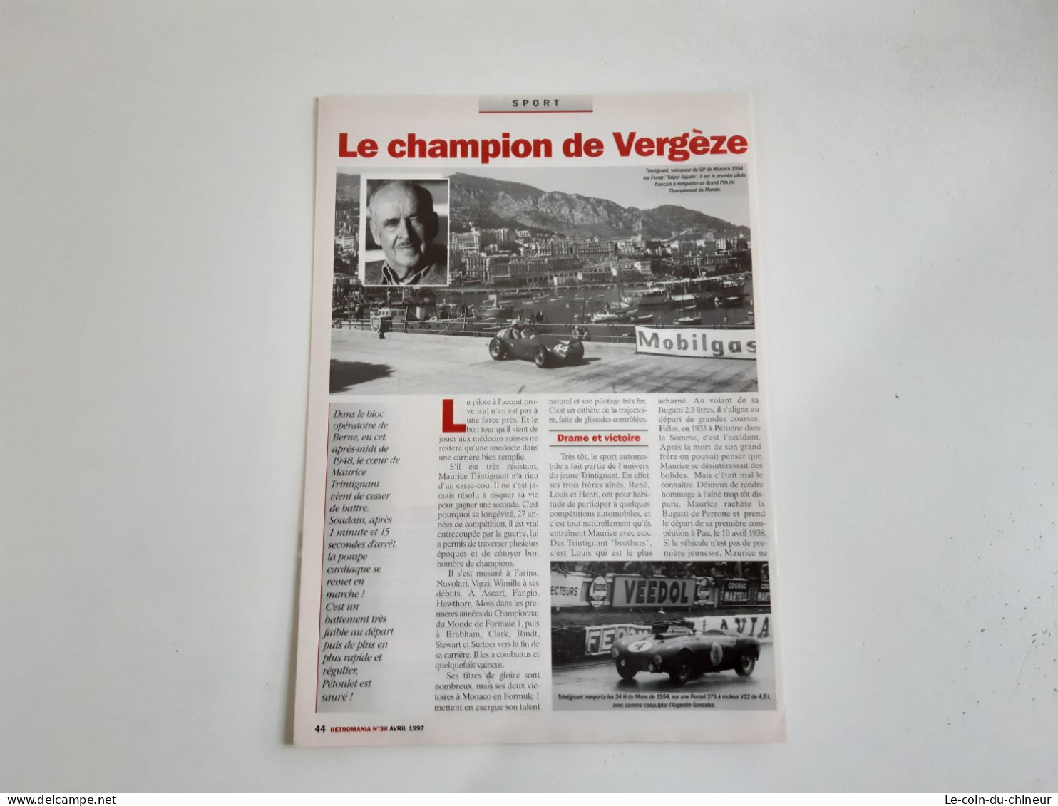 Coupure De Presse Maurice Trintignant - Le Champion De Vergèze - Otros & Sin Clasificación