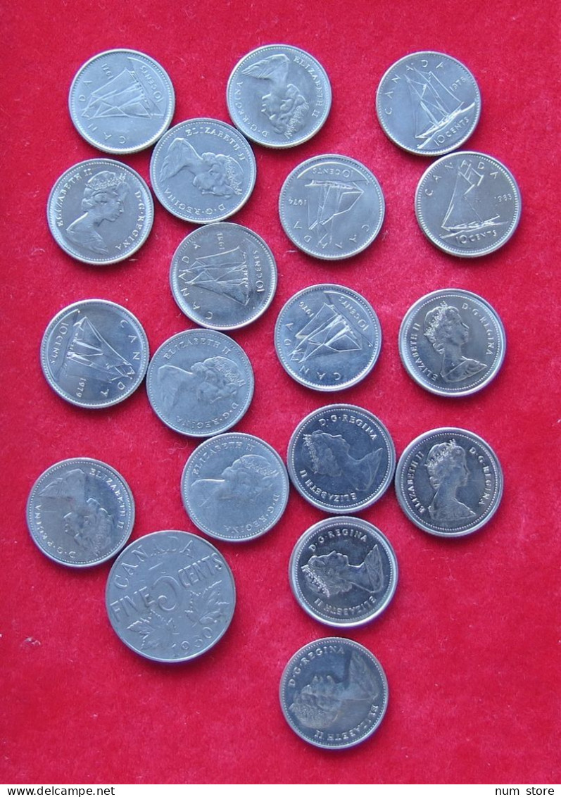 COLLECTION LOT CANADA 10 CENTS 19PC 43G  #xx38 058 - Canada