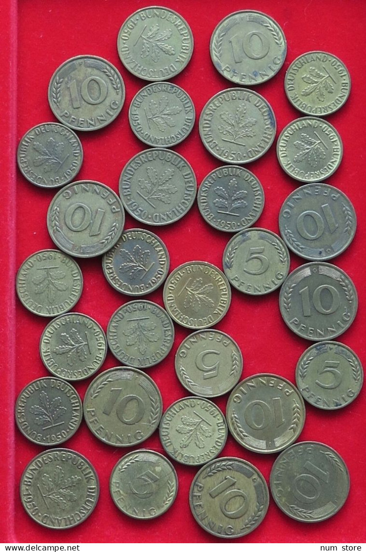 COLLECTION LOT BRD 5 10 PFENNIG 1950 G,F,J 39PC 115G  #xx30 007 - Colecciones