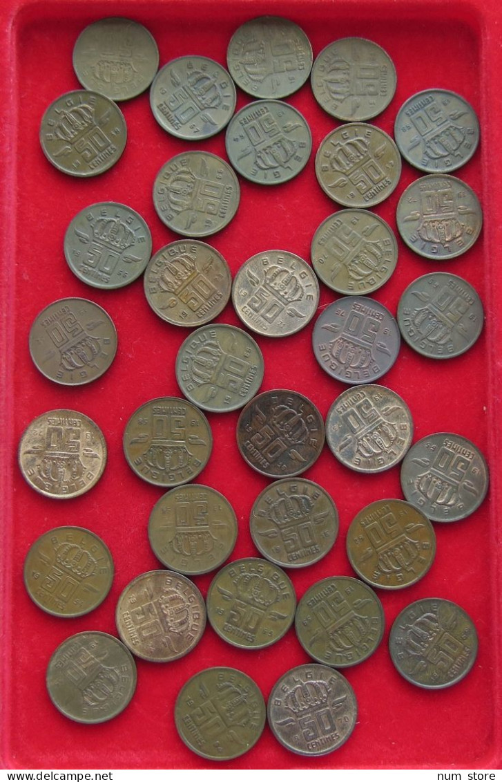 COLLECTION LOT BELGIUM 50 CENTIMES 34PC 94G  #xx39 050 - Collections