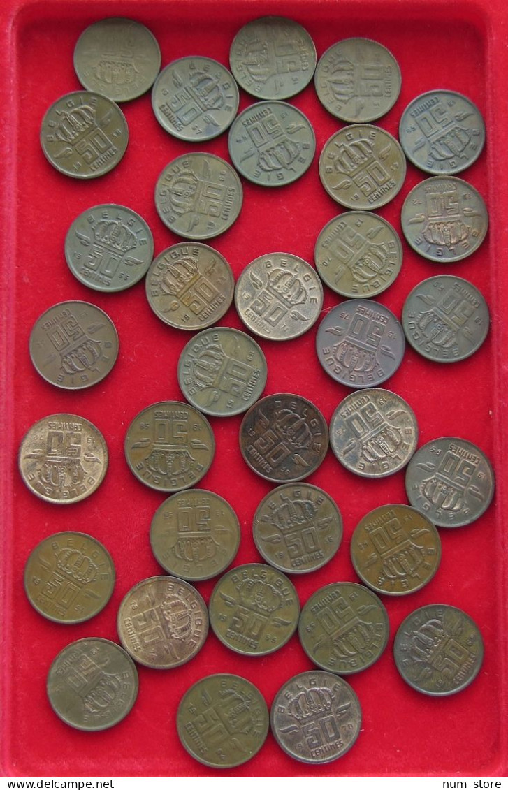 COLLECTION LOT BELGIUM 50 CENTIMES 34PC 94G  #xx39 050 - Sammlungen