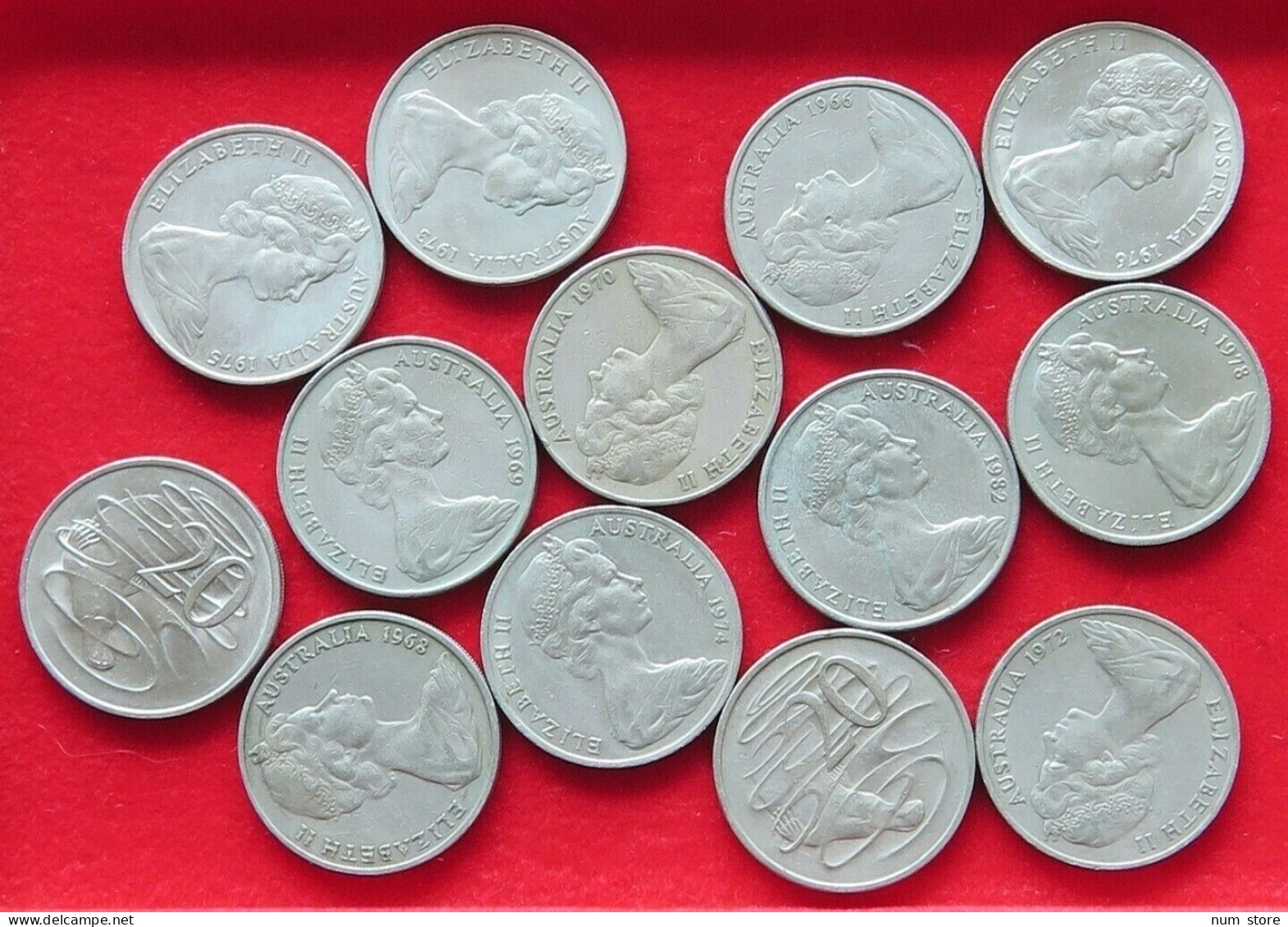 COLLECTION LOT AUSTRALIA 20 CENTS 13PC 148G  #xx1 063 - Verzamelingen