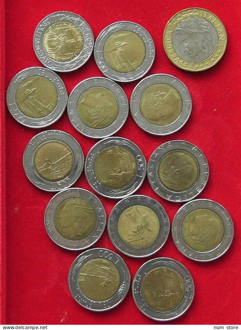 COLLECTION LOT ITALY BIMETALIC 500 1000 LIRE 14PC 98G  #xx8 051 - Collezioni