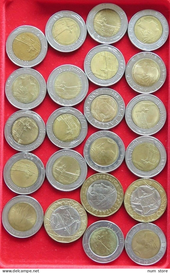 COLLECTION LOT ITALY 500 LIRE 22PC 155G  #xx2 074 - Collections