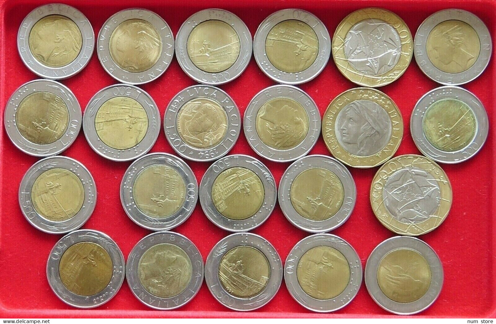 COLLECTION LOT ITALY 500 LIRE 22PC 155G  #xx2 074 - Sammlungen