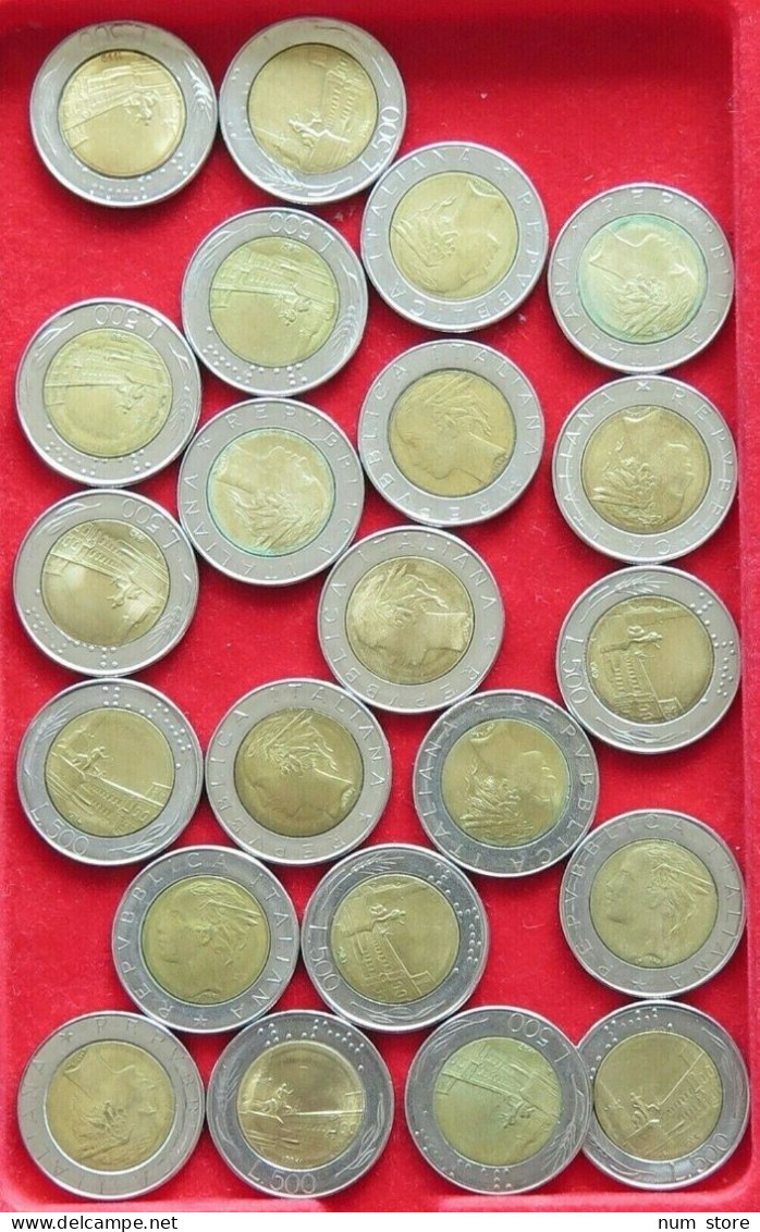 COLLECTION LOT ITALY 500 LIRE 22PC 148G  #xx2 058 - Collections