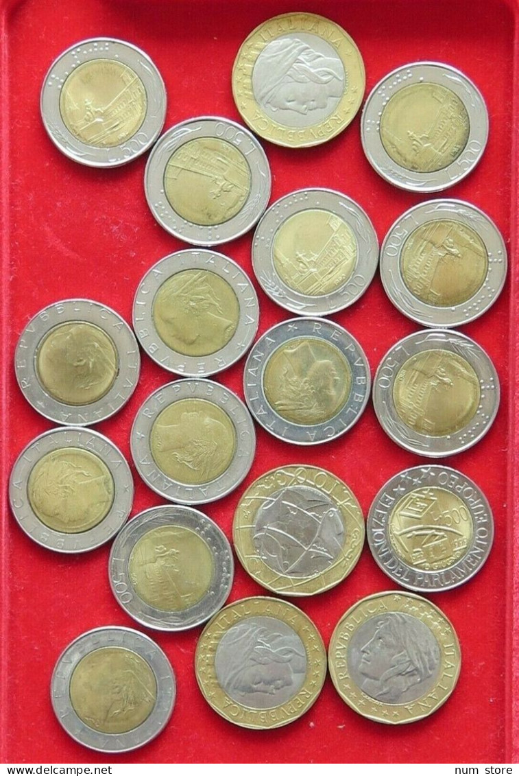 COLLECTION LOT ITALY 500 LIRE 18PC 131G BIMETALIC  #xx2 056 - Sammlungen