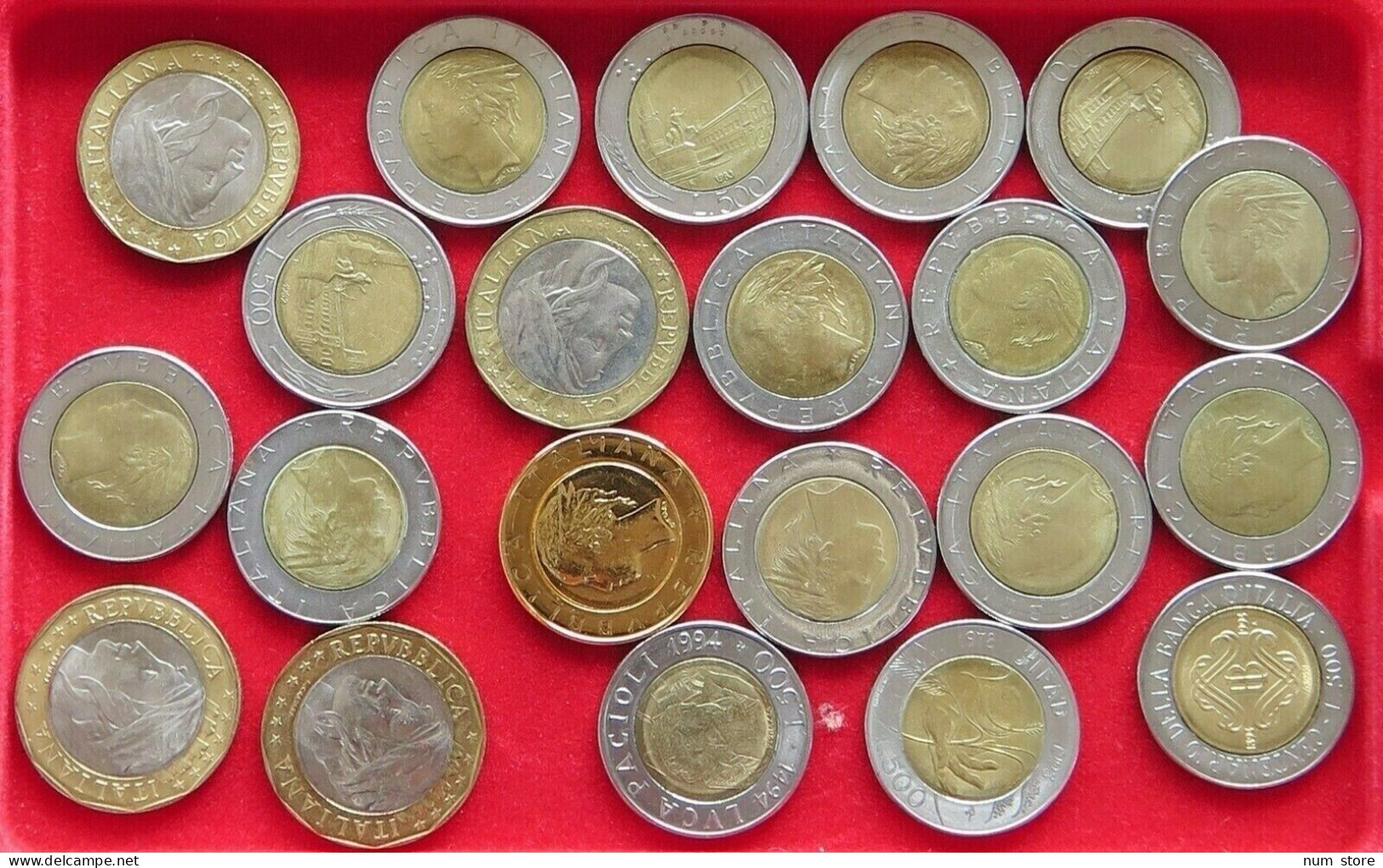 COLLECTION LOT ITALY 500 LIRE 21PC 151G  #xx2 076 - Verzamelingen