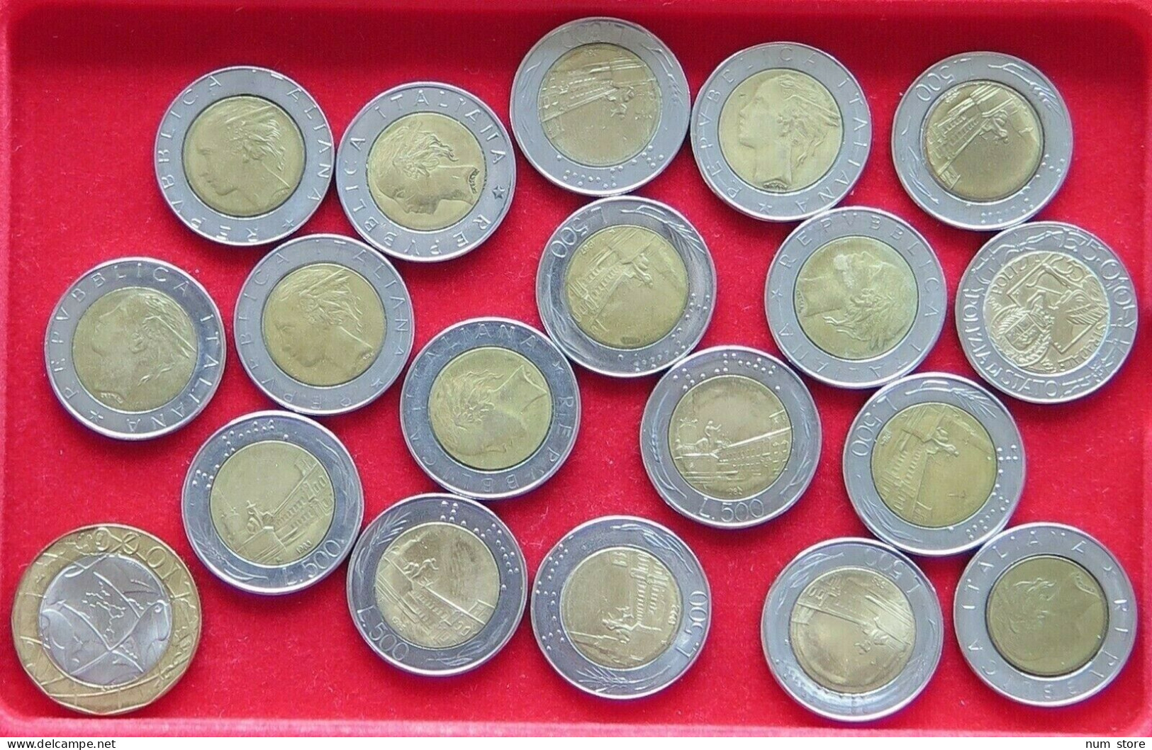 COLLECTION LOT ITALY 500 LIRE 19PC 130G  #xx2 013 - Colecciones