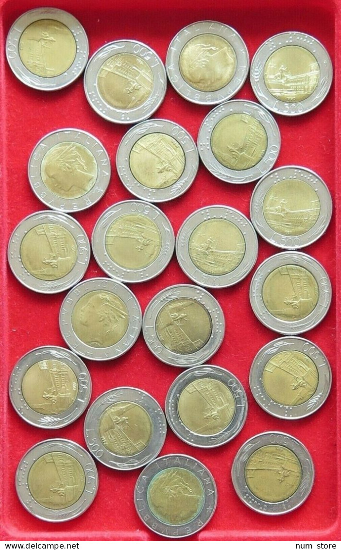 COLLECTION LOT ITALY 500 LIRE 21PC 143G  #xx2 061 - Verzamelingen