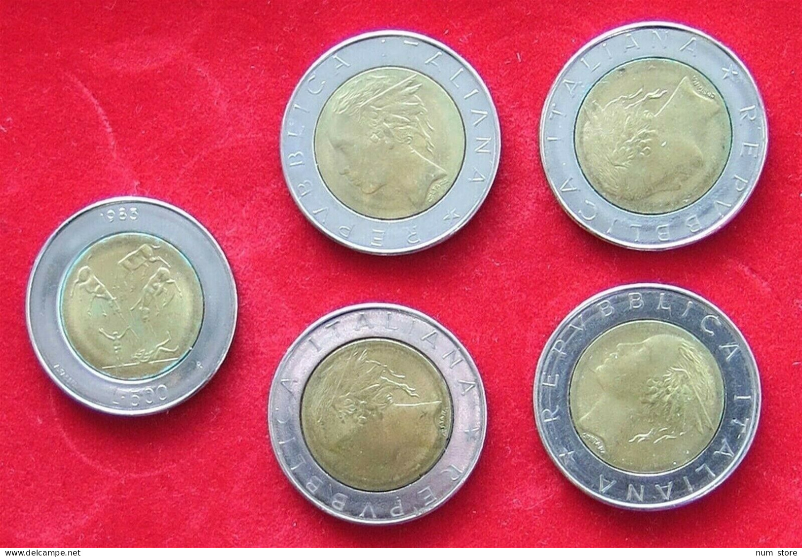 COLLECTION LOT ITALY 500 LIRE BIMETALIC 5PC 34G  #xx34 2110 - Collezioni