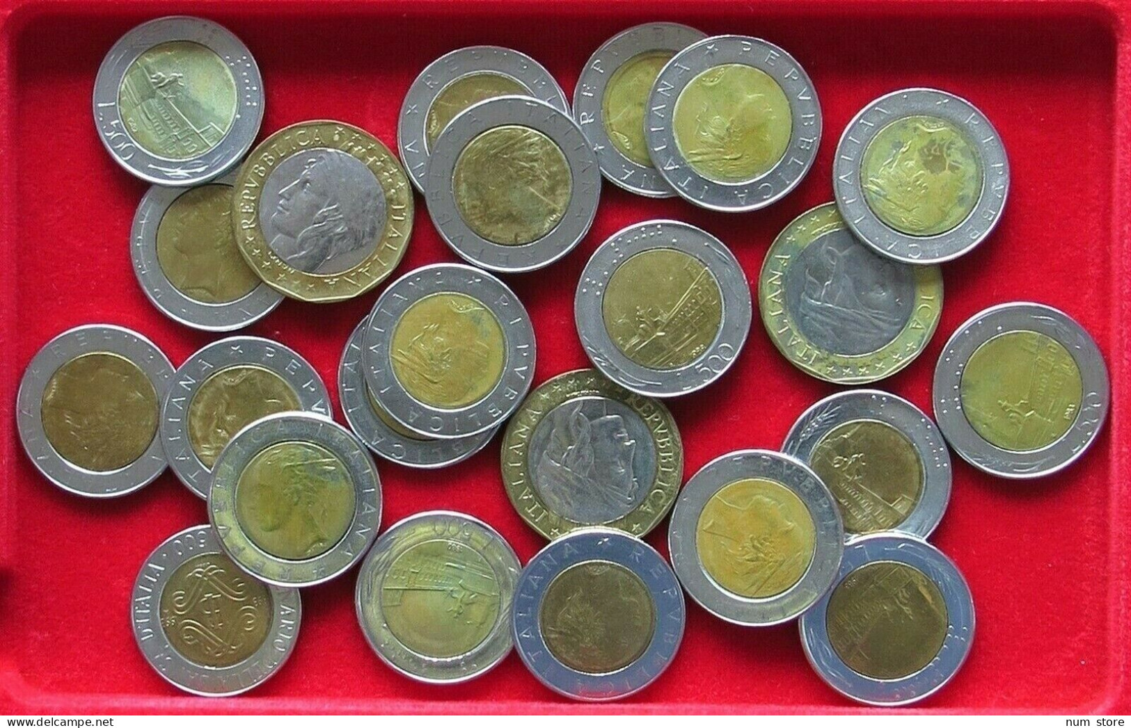 COLLECTION LOT ITALY 500 - 1000 LIRE BIMETALIC 23PC 165G  #xx34 2033 - Colecciones