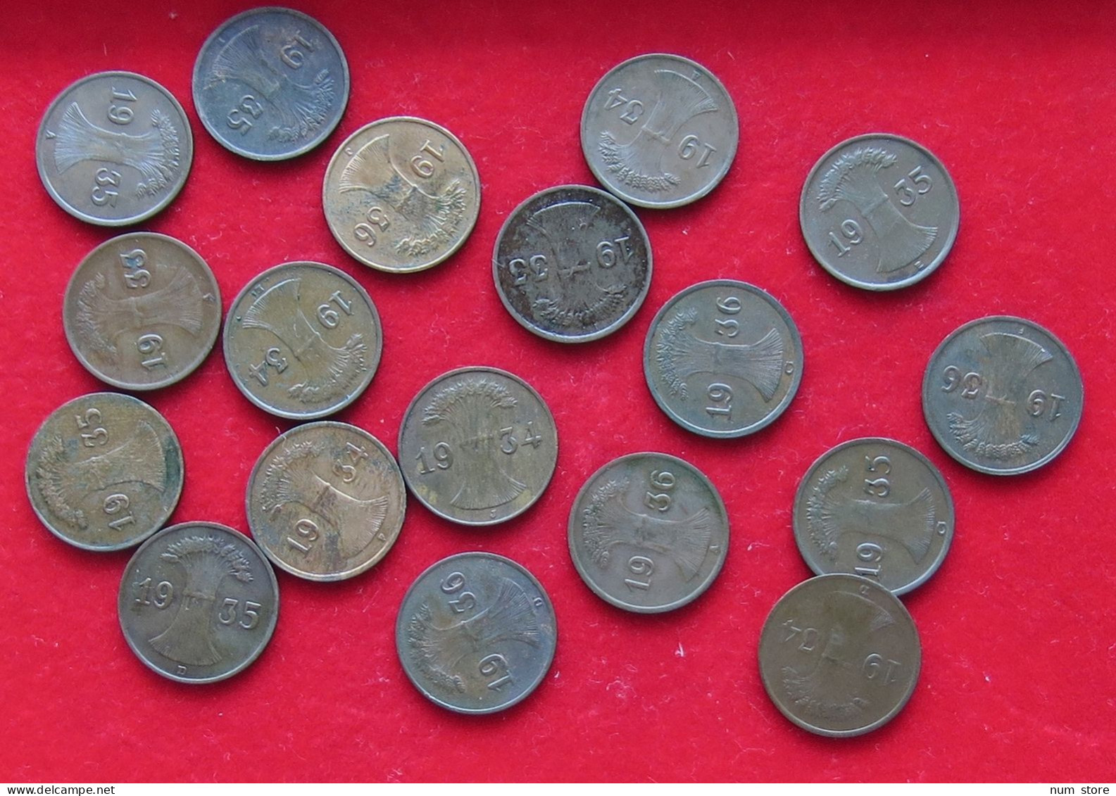 COLLECTION LOT GERMANY WEIMAR 1 PFENNIG 18PC 38G  #xx37 076 - Verzamelingen